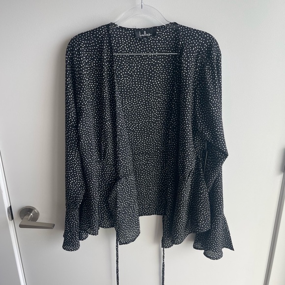Lulus Polka Top Wrap Blouse - Picture 2 of 6